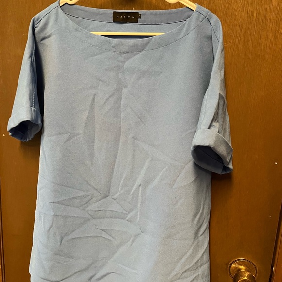 Hatch Blue Maternity Short Sleeve Blouse - Picture 1 of 3
